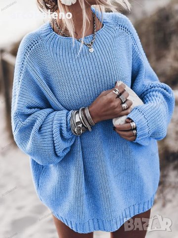 Широк дамски пуловер с реглан ръкав, 6цвята - 023 , снимка 8 - Блузи с дълъг ръкав и пуловери - 42643824