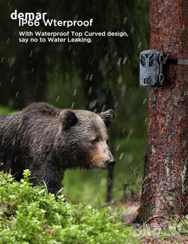 Камера за диви животни CEYOMUR, 4K 36MP HD с 40 IR светодиоди, IP66, снимка 5 - Камери - 42813068