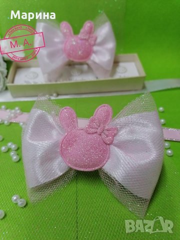 'Розово зайче' нежни празнични аксесоари за момиче!, снимка 5 - Шноли, диадеми, ленти - 32113540