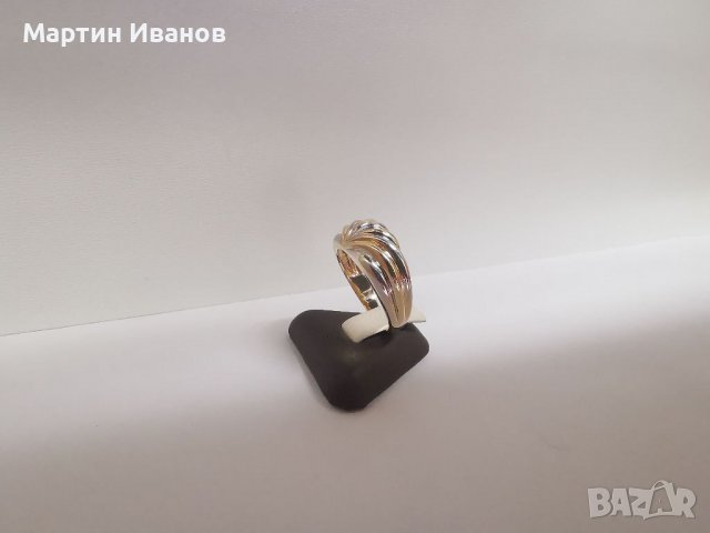 Златен пръстен бяло и жълто комбинация 1, снимка 5 - Пръстени - 39127559