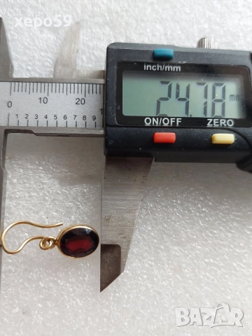 Прекрасни 18 каратови обеци с тъмно вишневи гранати, снимка 5 - Обеци - 52682032