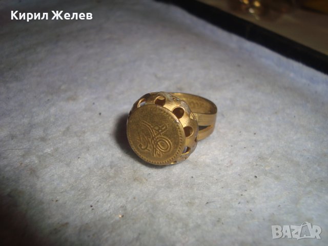 СТАРИНЕН МЕСИНГОВ РЪЧНО МАЙСТОРСКИ ИЗРАБОТЕН ПРЪСТЕН от ДИНАР РЯДЪК за КОЛЕКЦИЯ 26724, снимка 4 - Антикварни и старинни предмети - 36771603