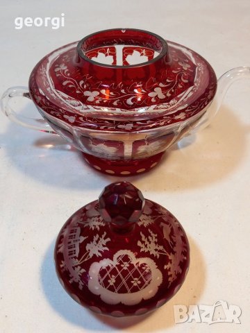 Кристален чайник рубинен кристал  Bohemia , снимка 10 - Аксесоари за кухня - 38042936