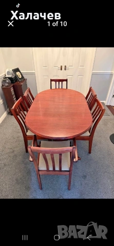 Масивна маса с 6 стола, снимка 2 - Маси - 53283701