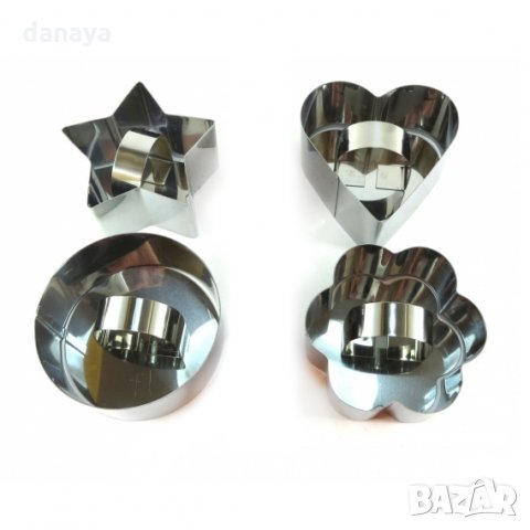 1721 Комплект рингове за оформяне на салати гарнитури ястия десерти, 4 броя, снимка 2 - Форми - 30321452