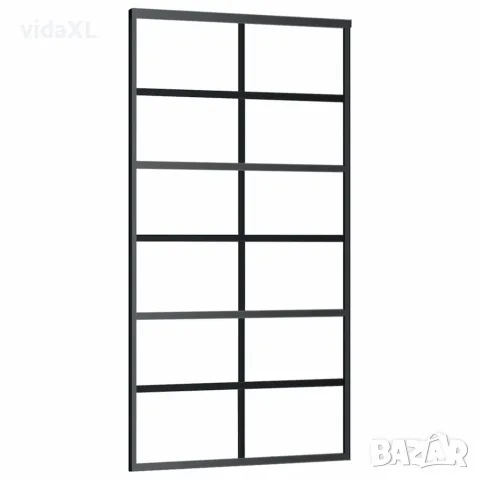 vidaXL Плъзгаща се врата с механизъм 102x205 см ESG стъкло и алуминий, снимка 3 - Входни врати - 56146983