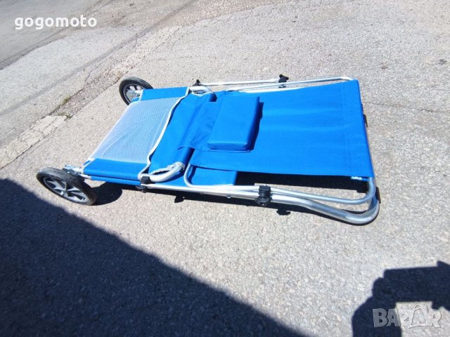 Шезлонг количка, на колела, алуминиев за плаж, къмпинг, сгъваем стол плажен на колела, снимка 5 - Къмпинг мебели - 37133346