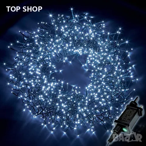 Светлина верига 50метра с 500 диода- бяло- синя светлина 