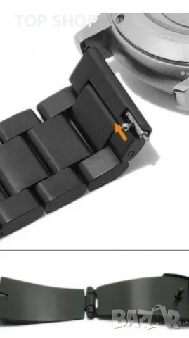 Каишка за часовник 20 мм черна плътна матова закопчалка от неръждаема стомана с EASY-CLICK, снимка 4 - Мъжки - 48741614