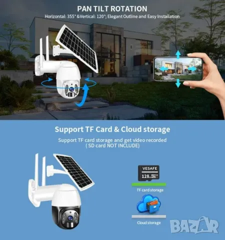 Безжична соларна смарт wi-fi камера 4 MP, снимка 5 - HD камери - 40239797