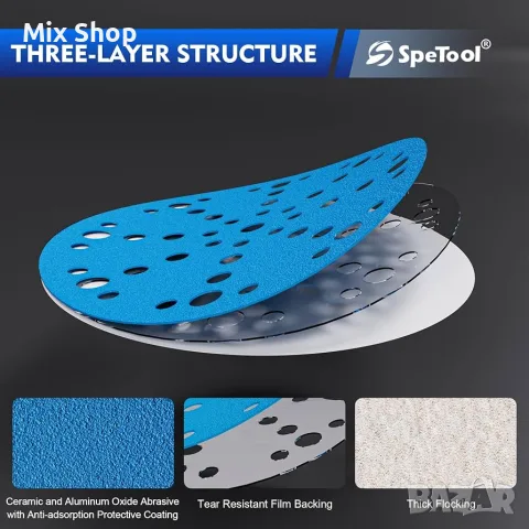Нов комплект Шкурка SpeTool 150 мм с 49 дупки, комплект шкурки от 60 части, зърнистост 400, снимка 4 - Други стоки за дома - 56235541