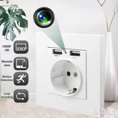 Скрита камера WIFI в контакт за стена, шпионска камера, снимка 6 - HD камери - 44745873