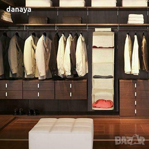 1845 Висящ органайзер за гардероб с 5 рафта висяща етажерка, снимка 4 - Органайзери - 30959159