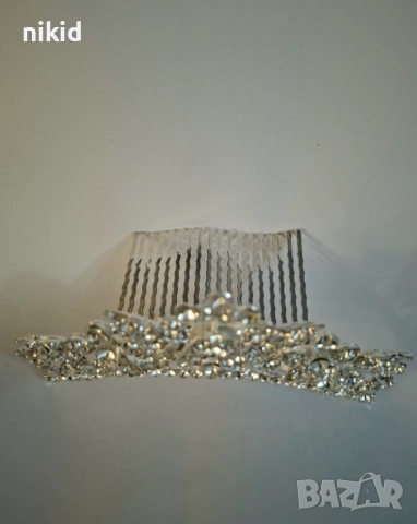 Тиара мини корона с цвете за забождане в коса прическа сватба детска и дамска универсална, снимка 3 - Аксесоари за коса - 52915955