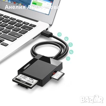 Хъб Ugreen, USB 3.0, SD, Micro SD, CF, MS, четец за карти, снимка 3 - Друга електроника - 44773615