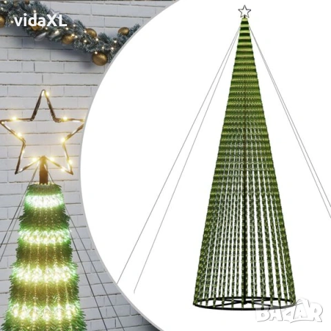 vidaXL Коледна елха светещ конус 1544 LED топло бяло 500 см(SKU:358072)
