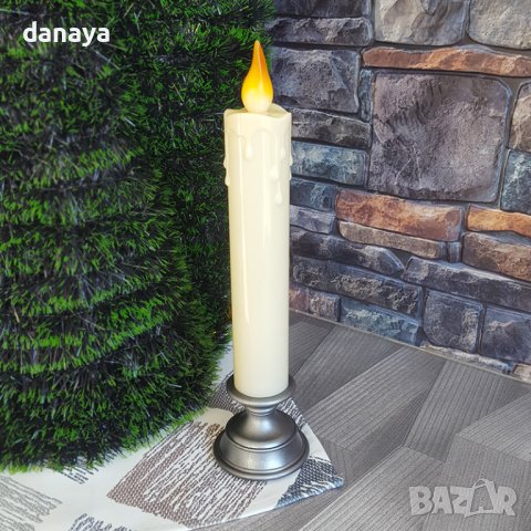 3171 Голяма реалистична електронна свещ с LED пламък, 30 см, снимка 4 - Декорация за дома - 38403204
