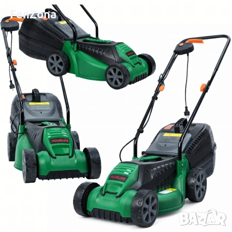 Косачка за трева електрическа 1600W – Лека и мощна, 32 см ширина, 30L кош, 3 нива на косене