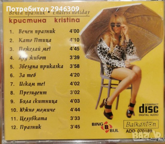 Кристина Димитрова - Вечен празник(1997), снимка 2 - CD дискове - 39408238