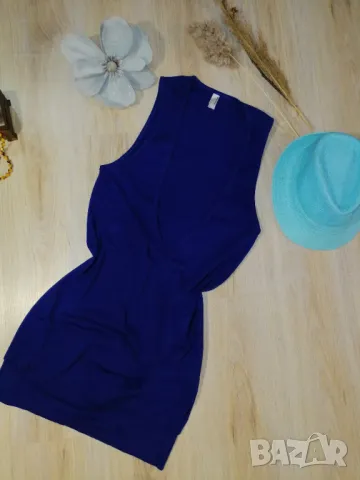 Рокля / туника с гол гръб в кралско синьо, снимка 3 - Рокли - 49178830