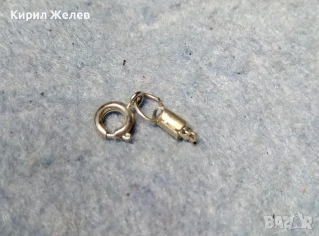 СТАРА ПОСРЕБРЕНА ЗАКОПЧАЛКА от БЛАГОРОДНА СТОМАНА КАРАБИНКА За КОЛИЕ ВЕРИЖКА ГРИВНА 42544, снимка 2 - Други - 49071100