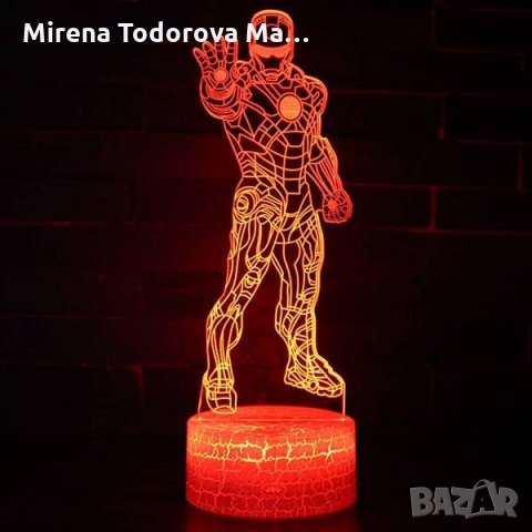 3D лед led лампа,Star Wars,Spiderman,goku,Batman,Mewtwo,Iron Man, снимка 8 - Настолни лампи - 35244760