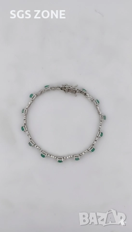 Ръчно изработена сребърна гривна със зелен опал и символ за безкрайност, снимка 8 - Гривни - 52604705