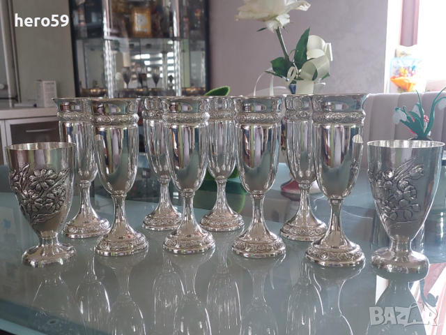 Сребърни 800 проба чаши-сребро, за вино, вода, или шампанско-вместимост 180- 250 мл., снимка 1