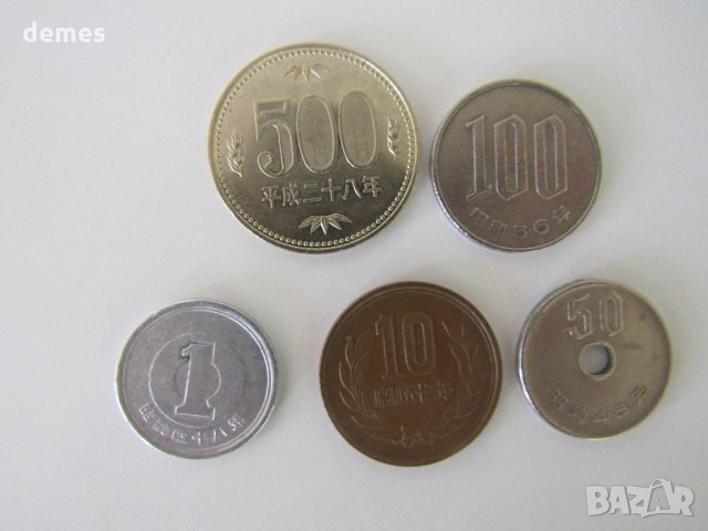 Япония - сет 1, 10, 50, 100, 500 йени - 5 монети, 608 m, снимка 1 - Нумизматика и бонистика - 19118379