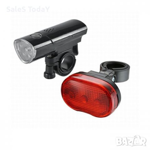 Фар и Стоп за велосипед , Водоустойчив, Черен, 2 бр.