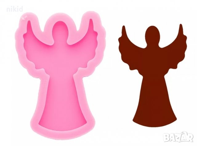 Протегнат Ангел пазител плитък силиконов молд форма фондан шоколад гипс смола декор, снимка 3 - Форми - 36884612