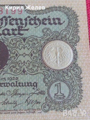 Райх банкнота  1 марка 1920г. Германия перфектна за колекция 28271, снимка 3 - Нумизматика и бонистика - 37153209