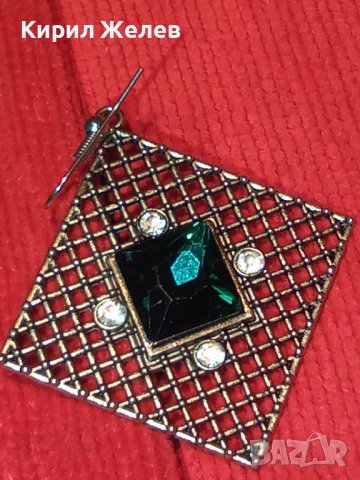 ВИСУЛКА ОБЕЦА с ГОЛЯМ КРАСИВ ФАСЕТИРАН ТРЕВИСТО-ЗЕЛЕН БОХЕМСКИ КРИСТАЛ 6370