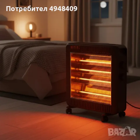 Кварцова печка 2200W с 4 тръби – бързо отопление и нисък разход, снимка 4 - Отоплителни печки - 56218466