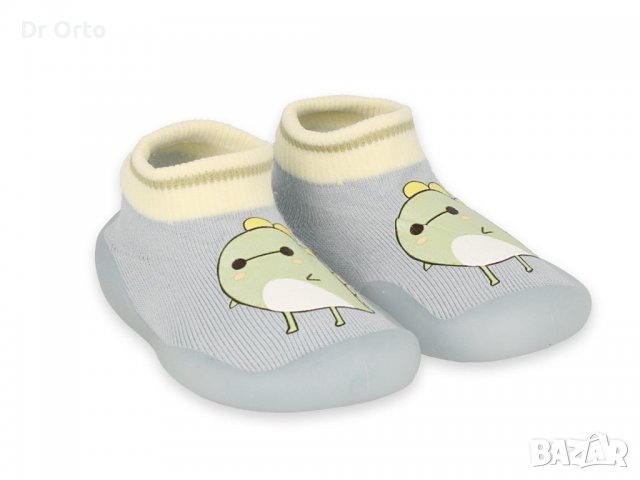 Полски бебешки обувки чорапки, Сиви с динозавър