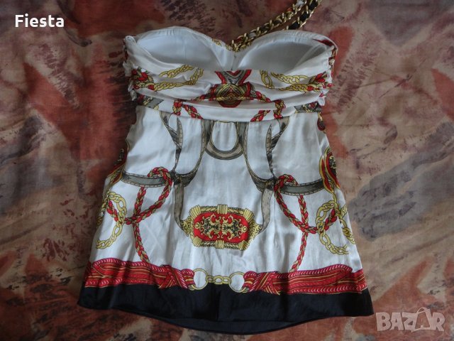 Нов бял сатенен топ марка Cashé, снимка 4 - Корсети, бюстиета, топове - 29221113