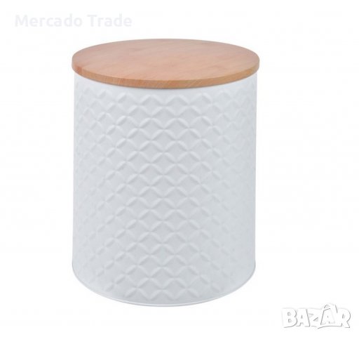 Кутия за бисквити Mercado Trade, За съхранение, Метал, Бял