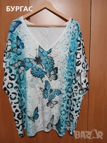 4xl Много красива блузка с пеперуди напълно  запазена, снимка 2 - Туники - 56056469