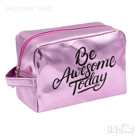 Тоалетна чанта, Pink Shiny Be Awesome Today, 25x10x16см, снимка 1 - Други - 42253676