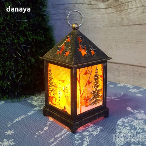 2498 Коледен Led фенер Снежко в снежна гора светеща коледна украса, 12 см, снимка 3 - Декорация за дома - 34908766