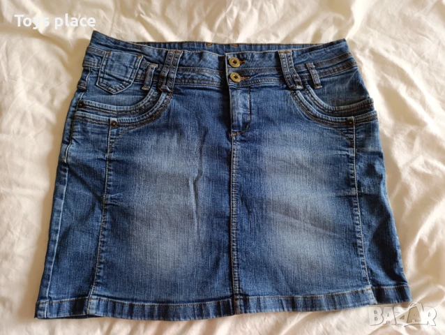 L/XL къса дънкова пола , снимка 2 - Поли - 50994841