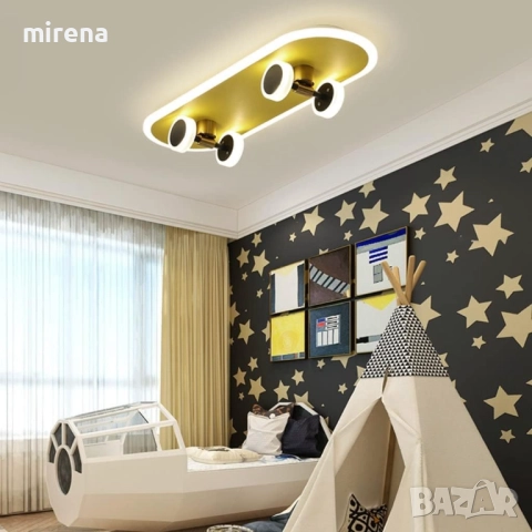 ЛЕД LED лампа полилей, детска лампа скейтборд, таванна лампа, модерна, снимка 6 - Лампи за таван - 52446663