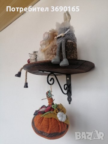 Стенни етажерки, цветарници изработени от дъбов масив с елементи от ковано желязо , снимка 6 - Декорация за дома - 40211525