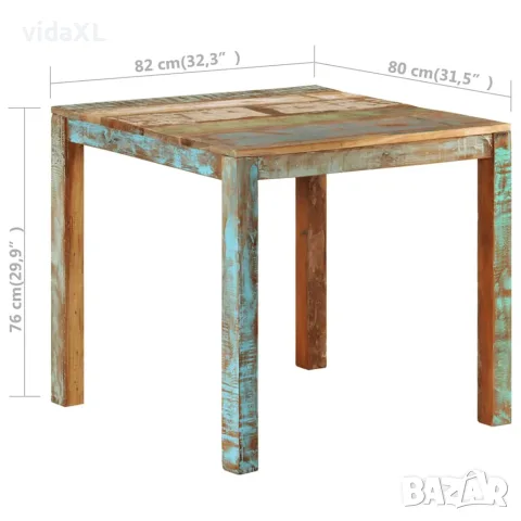 vidaXL Трапезна маса, 82x80x76 см, регенерирано дърво масив, снимка 6 - Маси - 56147135