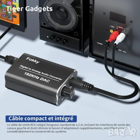 Fokky HS212-BK 192kHz/24-bit DAC Audio Converter – Optical/Coaxial към RCA и 3.5 мм, снимка 6 - Ресийвъри, усилватели, смесителни пултове - 56197174