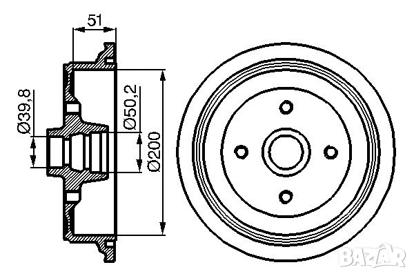 Барабан спирачен заден AUDI 80 B1,80 B3,90 B2,90 B3,COUPE B2 1.4-2.2 05.72-09.91г.№ S70238, снимка 3 - Части - 50805039