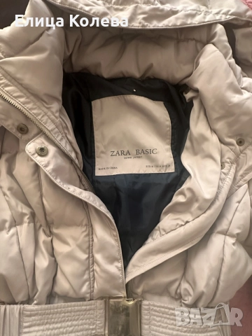 Zara бежово зимно яке размер М (цип за смяна), снимка 3 - Якета - 56010371