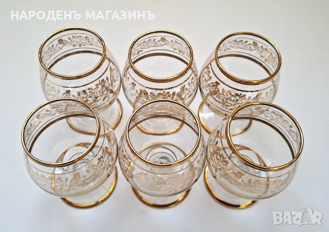 Нов немски златен сервиз чаши за ракия и аперитив – 6 броя, снимка 18 - Други ценни предмети - 54220190