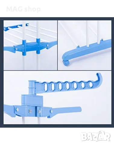 НОВ Вертикален голям сушилник за дрехи с ДЕБЕЛИ ПРЪЧКИ против гънки , снимка 3 - Други стоки за дома - 48076807