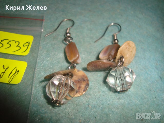 ВИНТИДЖ ХЕНД МЕЙД ОБЕЦИ с КРИСТАЛ и КРАЛСКИ СЕДЕФ 25539, снимка 3 - Обеци - 35574382